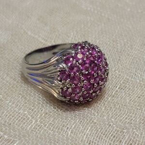 Sterling Silver Pink Topaz Cluster Ring